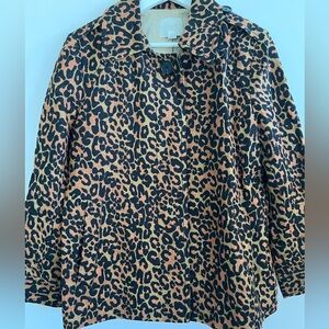 ANN TAYLOR LOFT  Animal  Print Linen Coat Jacket Fits Size M/L